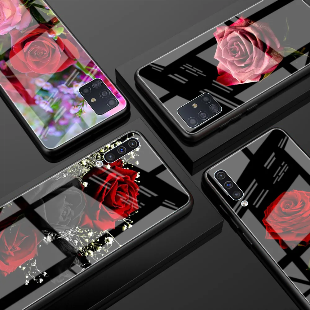 Стеклянный чехол для Samsung Galaxy A51 A71 A50 A21s A52 M31 A70 A72 A31 A91 A30 M51 M11 из закаленного стекла