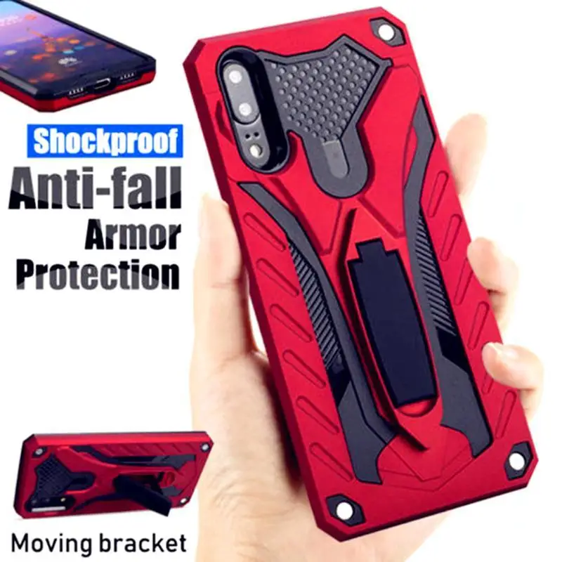 

For Huawei Mate 30 20 Pro P10 P9 Plus P8 P20 P30 Lite P Smart 2019 Luxury Armor Soft Shockproof Stand Holder Rugged Case Capa