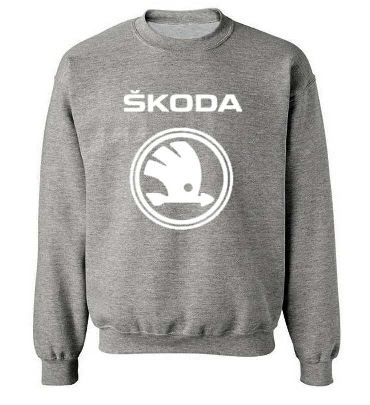 

Unisex Spring Autumn Men's pullover Skoda Car Logo Printing Casual Solid Color Men sweatshirt Round neck Cotton Men's pullover
