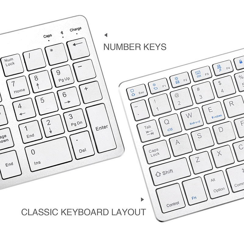 SeenDa Bluetooth клавиатура перезаряжаемая портативная беспроводная с номером Pad