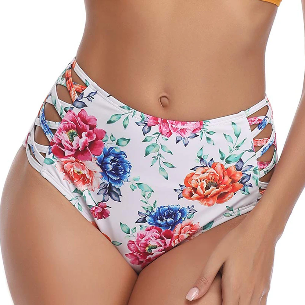 

Beach Shorts 2021 Women High Waist Ruched Bikini Bottoms Tummy Control Swimsuit Briefs Pants Swimming Shorts Basic Trunks
