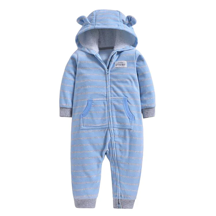 Light blue Флисовый комбинезон для маленьких мальчиков; одежда для маленьких девочек; Детский комбинезон; зимняя одежда для малышей; камуфляжный комбинезон на молнии с капюшоном; 24 месяца - Цвет: Light blue