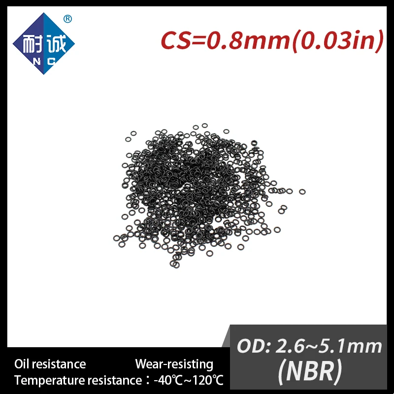 Резиновое черное уплотнительное кольцо 10 шт./лот NBR CS0.8mm OD2.6/3/3.6/4.1/4.3/4.5/4.9/5.1 мм