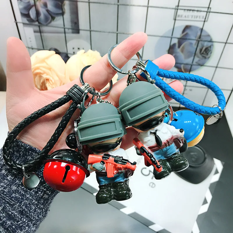 

PlayerUnknown’s Battlegrounds Eat Chicken Car Keychain Pendant Level 3 Helmet Personality 98k School Bag Ornament Small Gift