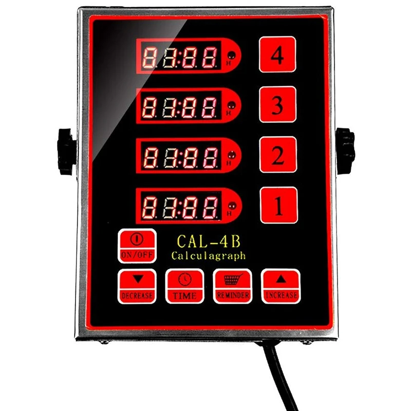 US Plug Commercial 4 Channel Kitchen Timer Restaurant Loud Alarm Adjustable Cooking Reminder Stainless Steel Clear LED Di | Инструменты