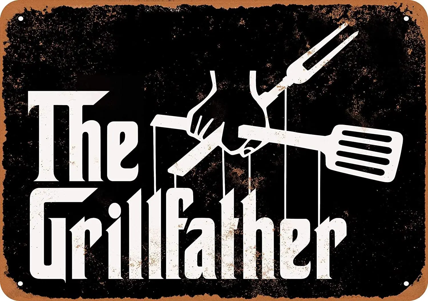 

WallColor 8*12 Metal Sign The Grillfather (Black Background) Vintage Look