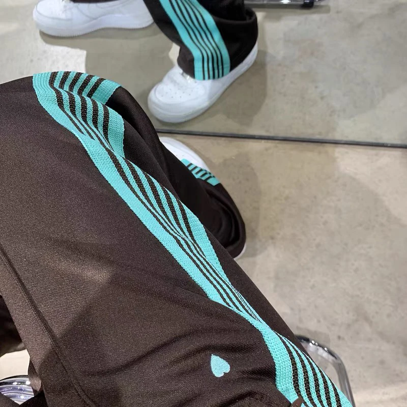 

Girls Dont Cry AWGE Needles Jacket&Sweatpant 2021 Men Women Hip-Hop Striped Butterfly Embroidery AWGE Coat Straight-leg pants