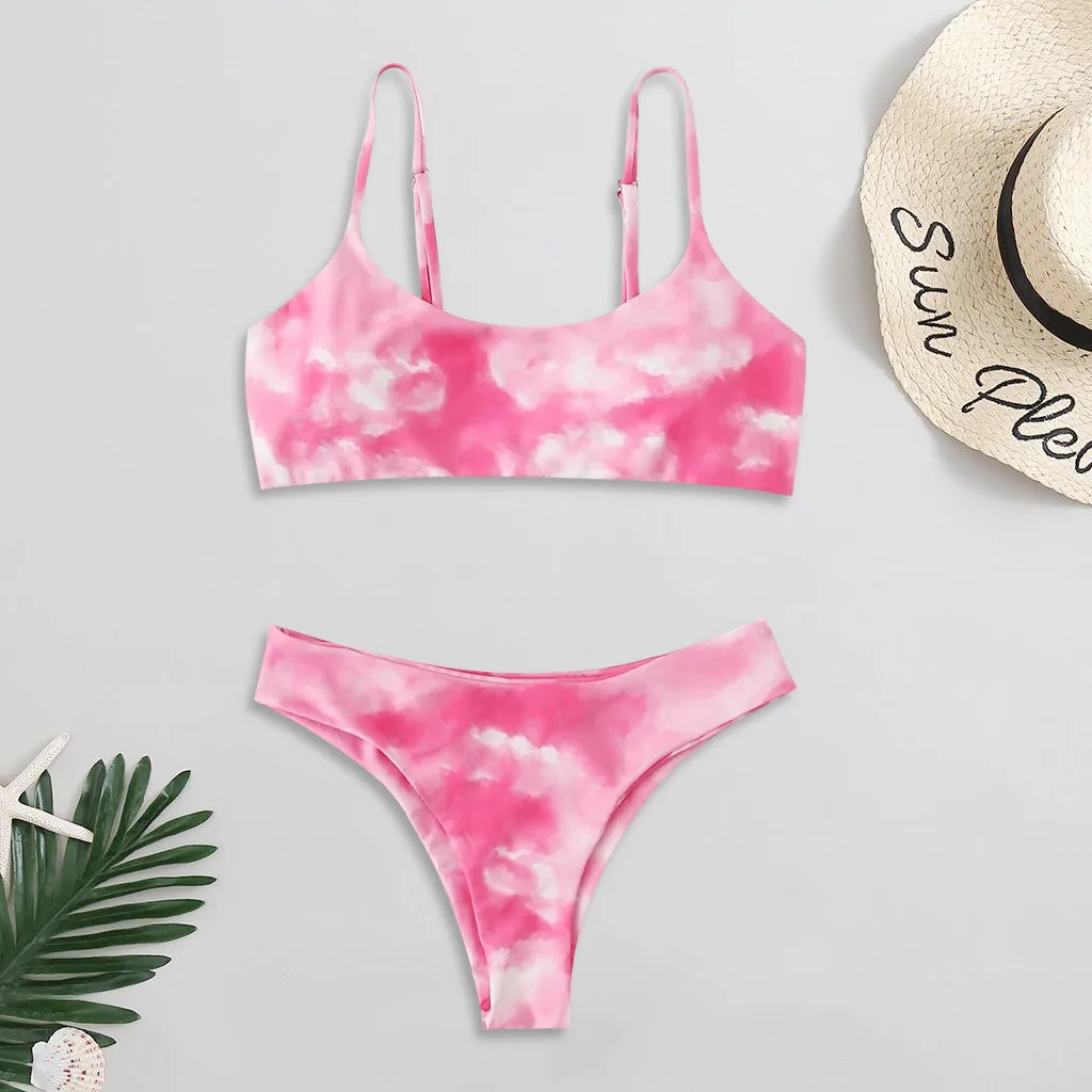 Бикини с принтом в виде галстука бабочки 2020 женский купальник пуш ап динозавра