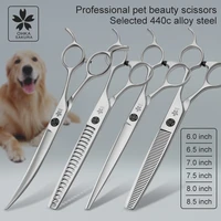 professional pet scissors direct shear curved tooth scissors thin scissors set dog hair cutting tools beautician scissors