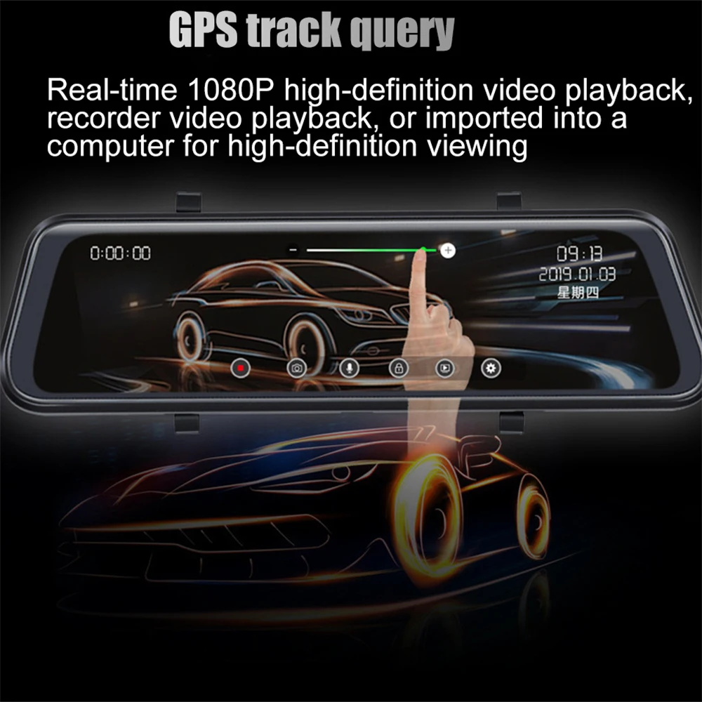 

12 Inch Dash Cam 2K WIFI Rearview Mirror Streaming Media Recorder Ultra HD 1440P Dual Lens Front and Rear Camera Car Dvrs H20