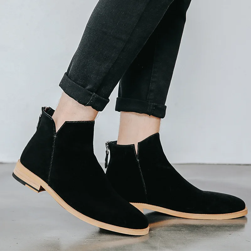 

British style mens casual desert boots genuine leather shoes trend handsome chelsea boot spring autumn cowboy ankle botas zapato