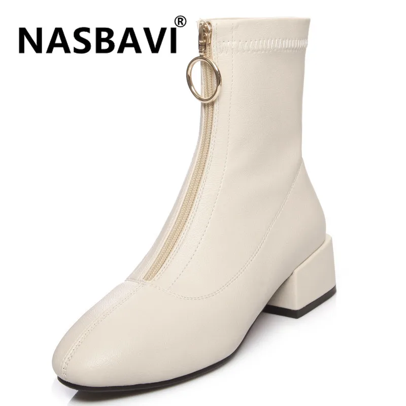 

Новые женские Ботинки Martin на молнии спереди, женские ботильоны 2019, модные женские ботинки на массивном каблуке, зимняя женская обувь с квадр...