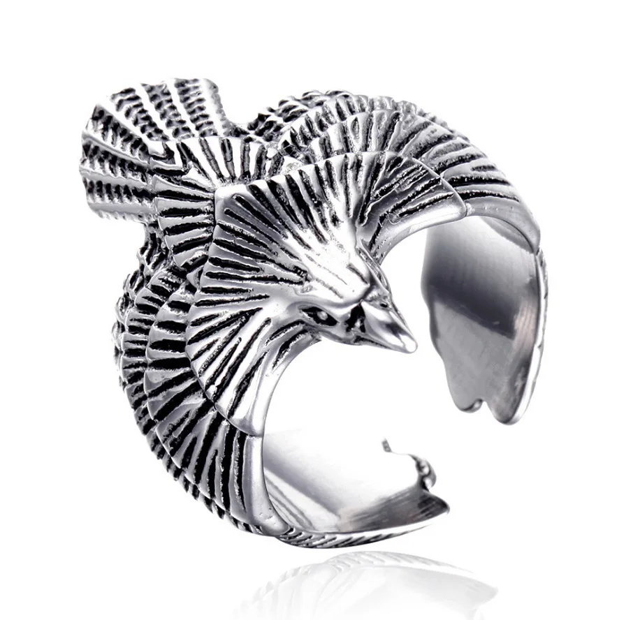 

2021 Punk Silver Plated Eagle Ring Gothic Retro Men Women Opening Ring Trend Hip Hop Men Women Street Motorcycle Party Jewelry