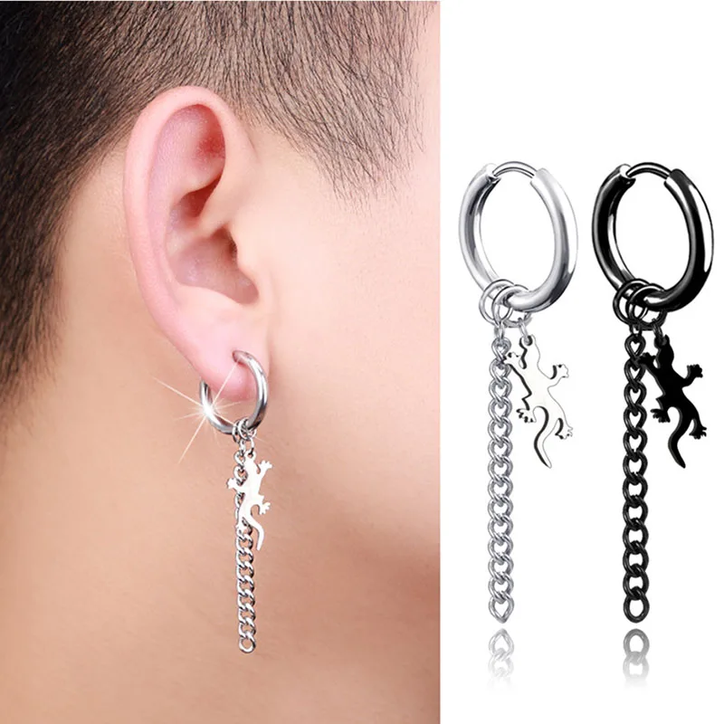 

HMES 1Pcs Punk Male Earrings Black Long Hanging Earrings Animal Pendant Earrings Female Fashion Jewelry Gifts