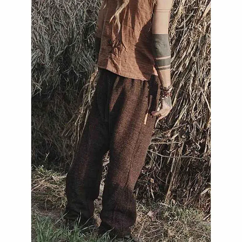 Брюки мужские свободные в средневековом стиле льняные хлопковые брюки-султанки