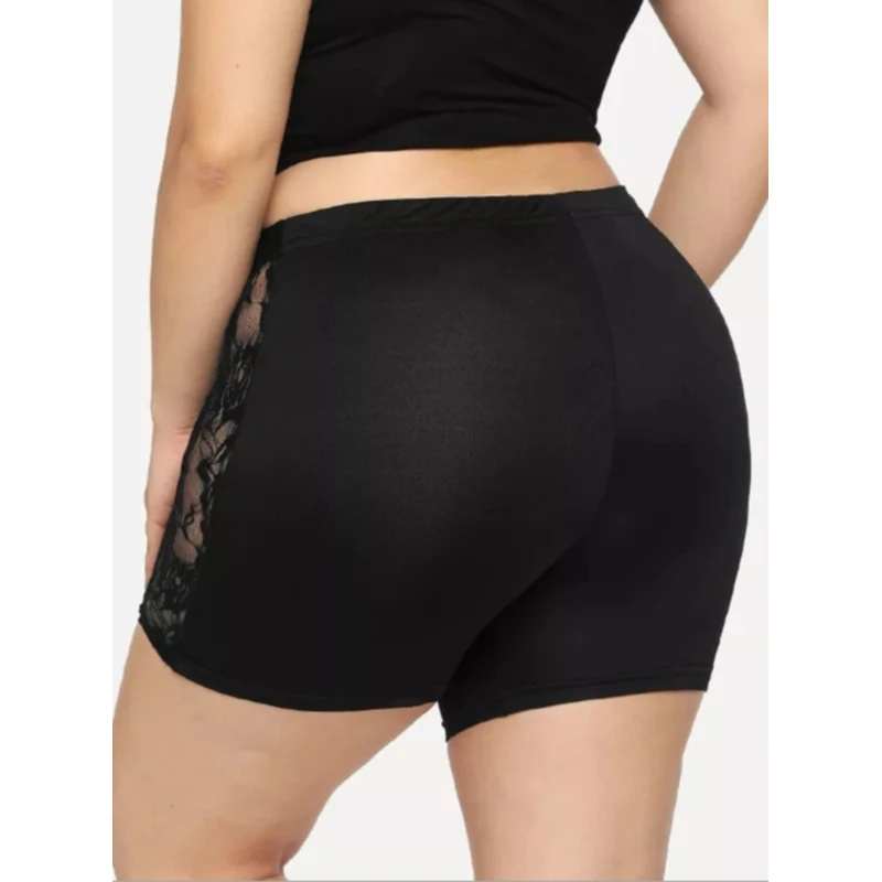 

Summer Women High Waist See-through Lace Patchwork Shorts Dancing Hot Joggers Active Casual Sports Shorts