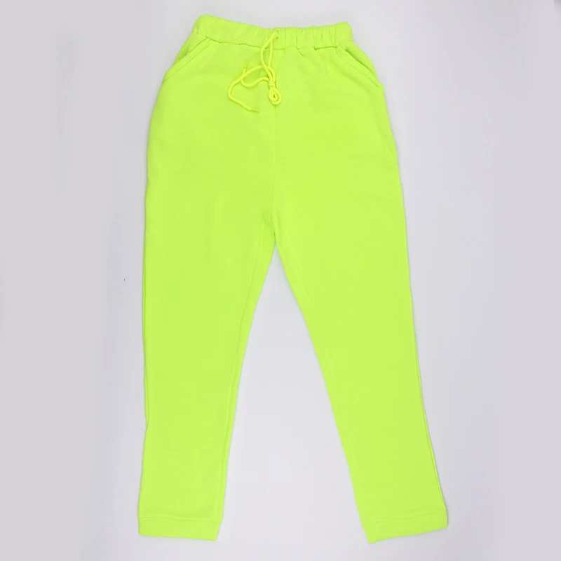 neon green pants OMSJ неоновый зеленый однотонный спортивный костюм женский комплект из 2 предметов повседневный комплект со штанами костюм комплект одежды с длинными рукавами уличная женская одежда - Цвет: neon green pants