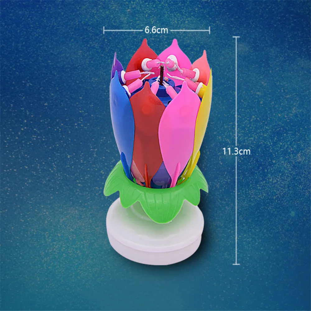 8 шт. свечи цветок лотоса вращающаяся музыкальная свеча на день рождения для