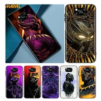 marvel black panther for xiaomi poco x3 nfc x2 m3 m2 f2 f3 pro c3 f1 a2 lite mix3 play silicone soft black phone case