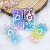 10pcs 3919mm the sun tarot charms flat back resin cabochons glitter accessory for necklace pendant diy