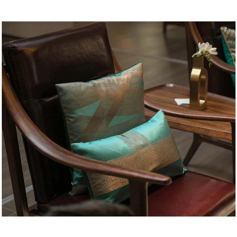 Роскошная Зеленая атласная жаккардовая Автомобильная наволочка для подушки