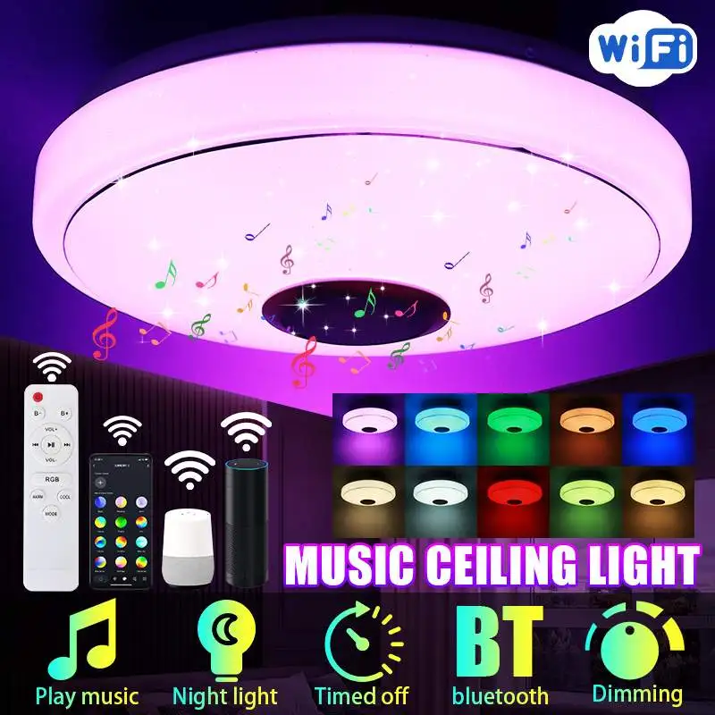 

200W WiFi APP Intelligent Control Modern RGB LED Ceiling Light bluetooth Music Light Bedroom Smart Ceiling Lamp+Remote Control