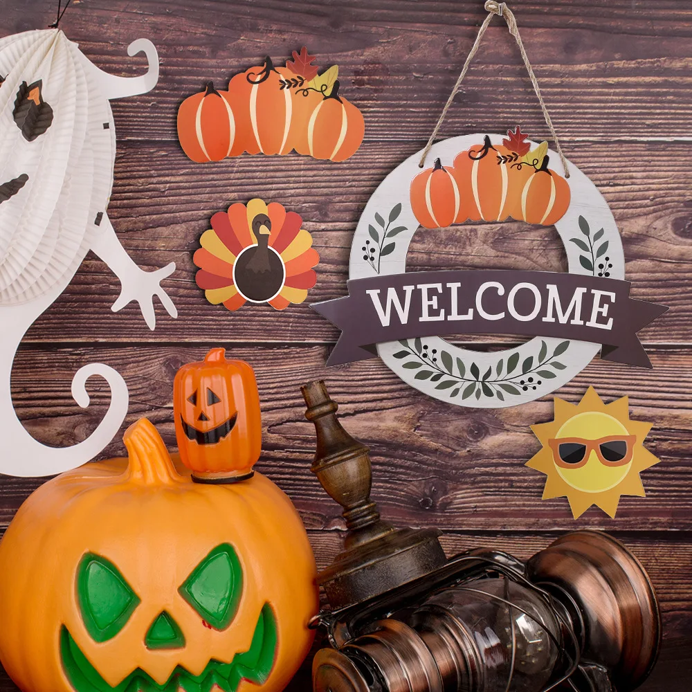 

Welcome Sign Wooden Listing Diy Christmas Decorations Indoor 10 Small Accessories Can Be Replaced Round Front Door Hanger