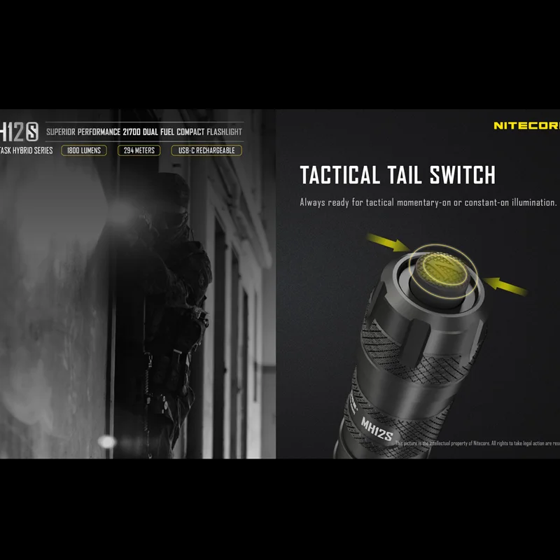 Купить Тактический фонарик NITECORE MH12S, 1800 люмен, перезаряжаемый от USB, светодиодный фонарик с аккумулятором NL2150 18650 для кемпинга и рыбалки Скидка Тактический фонарик NITECORE MH12S, 1800 люмен, перезаряжаемый от USB, светодиодный фонарик с аккумулятором NL2150 18650 для кемпинга и рыбалки