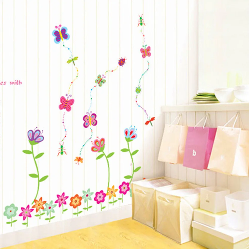 

PVC Flower Wall Sticker Removable Self-adhesive Painting Waterproof Decoration Stickers for Bedroom Porch Corridor Wall Backgrou