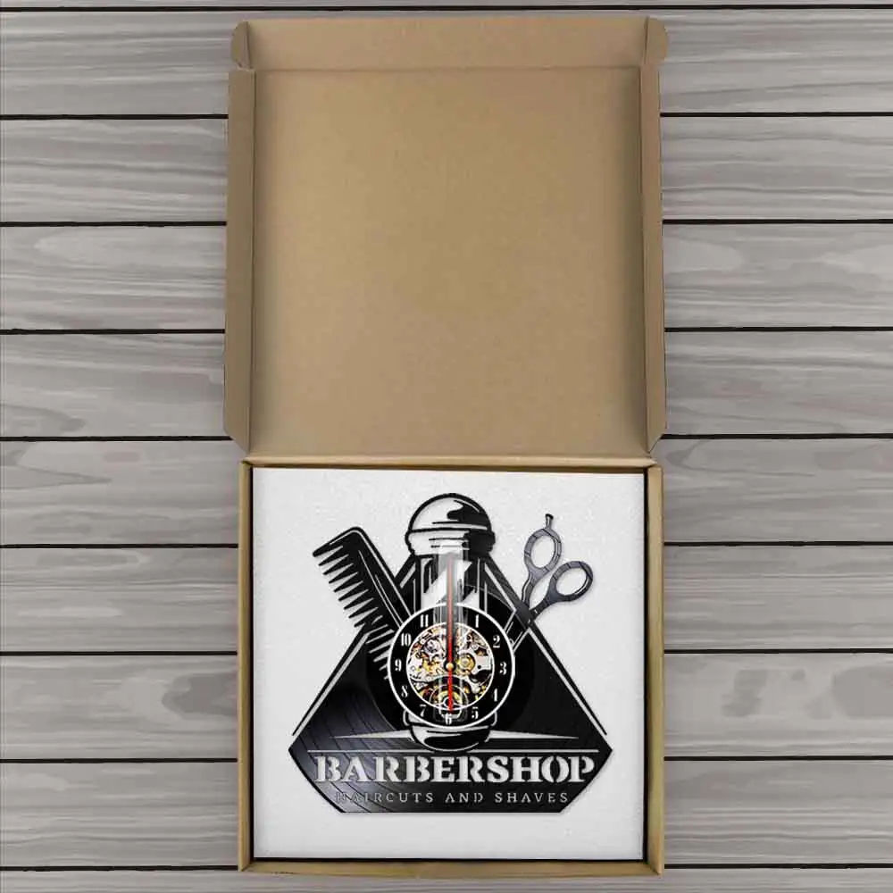 Парикмахерская Ретро виниловые LP запись настенные часы подарок для парикмахера