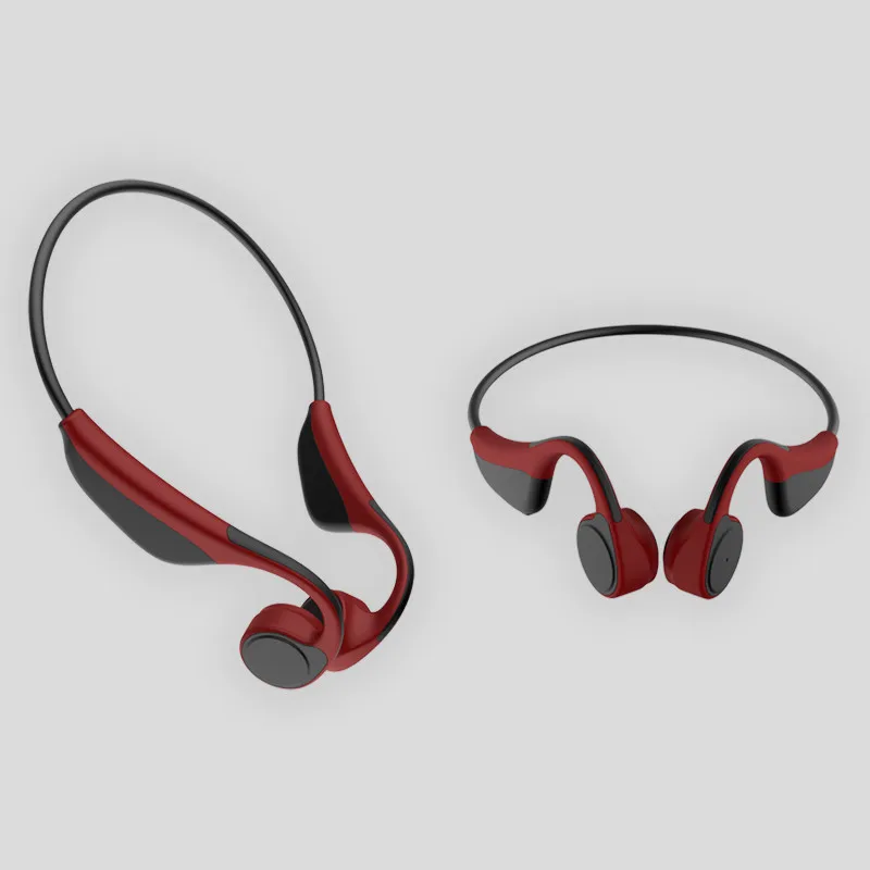 Красный Костная проводимость беспроводные наушники Bluetooth 5,0 Спорт Handsfree Mic наушники для прогулки походы бег Альпинизм вождение - Цвет: Красный