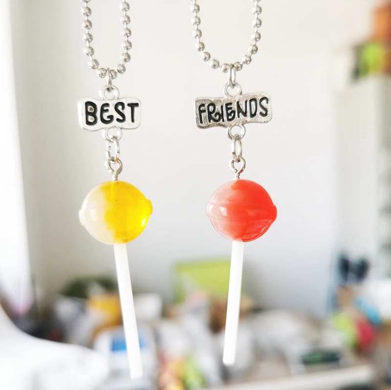 Ожерелье лучшие друзья из прозрачной смолы 2 шт./компл. ожерелье в виде леденца