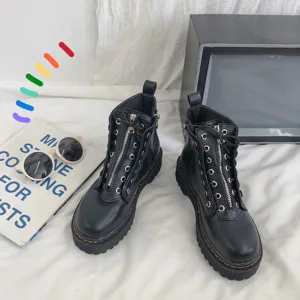 

female British style student Korean ins boots motorcycle thick bottom high top short boots fashion
