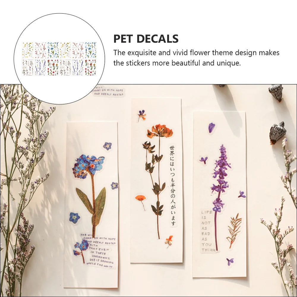 

12 Sheets Scrapbook Decorative Decals Journal Stickers DIY Flower Decals