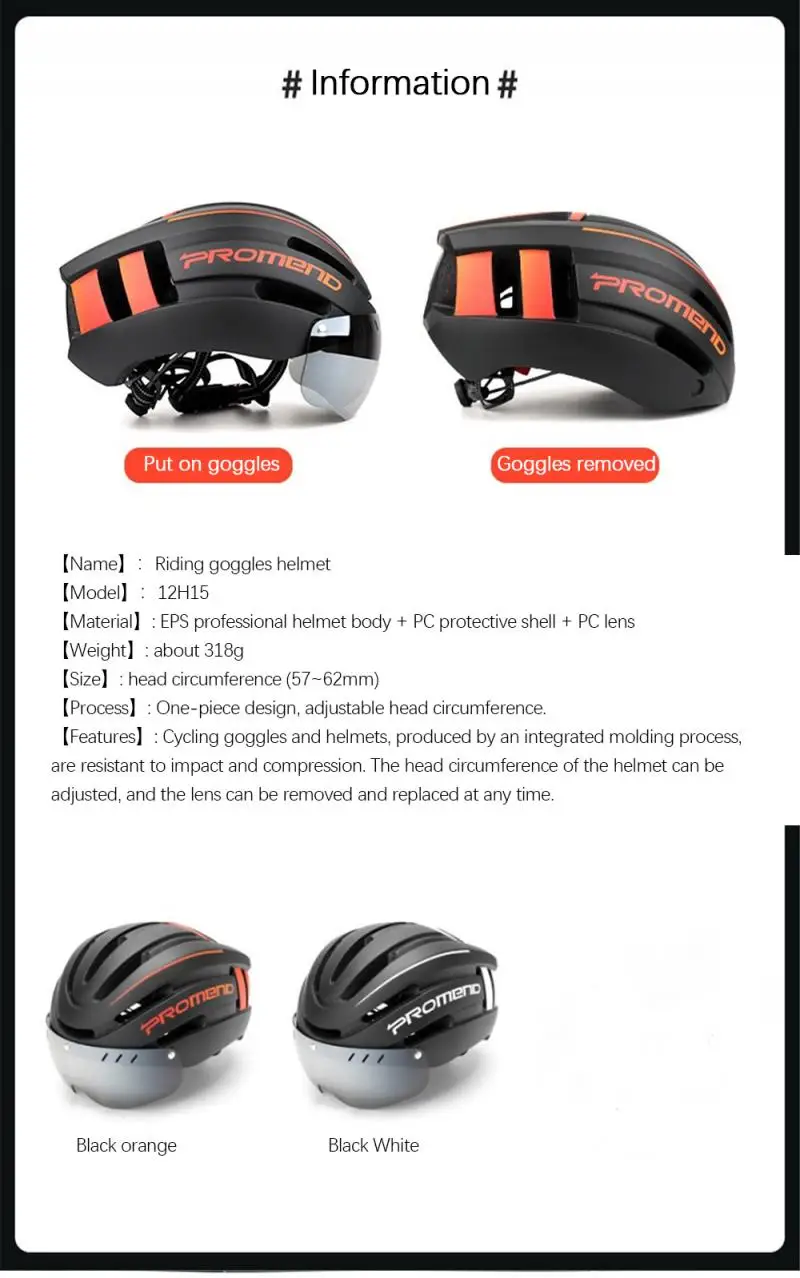 

Adjustable Racing Cycling Helmet with Goggles + Helmet Rear Light Men Women Ultralight Bicycle Helmet Road Mountain Bike Helmet