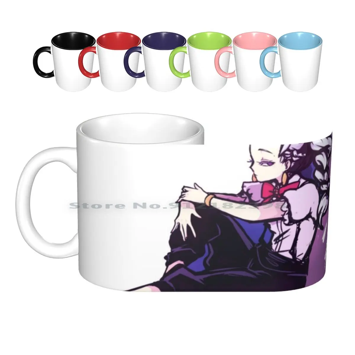 Death Parade-Nona Fanart Ceramic Mugs Coffee Cups Milk Tea Mug Death Parade Nona Decim Chiyuki Quindecim Ginti Death Billiards