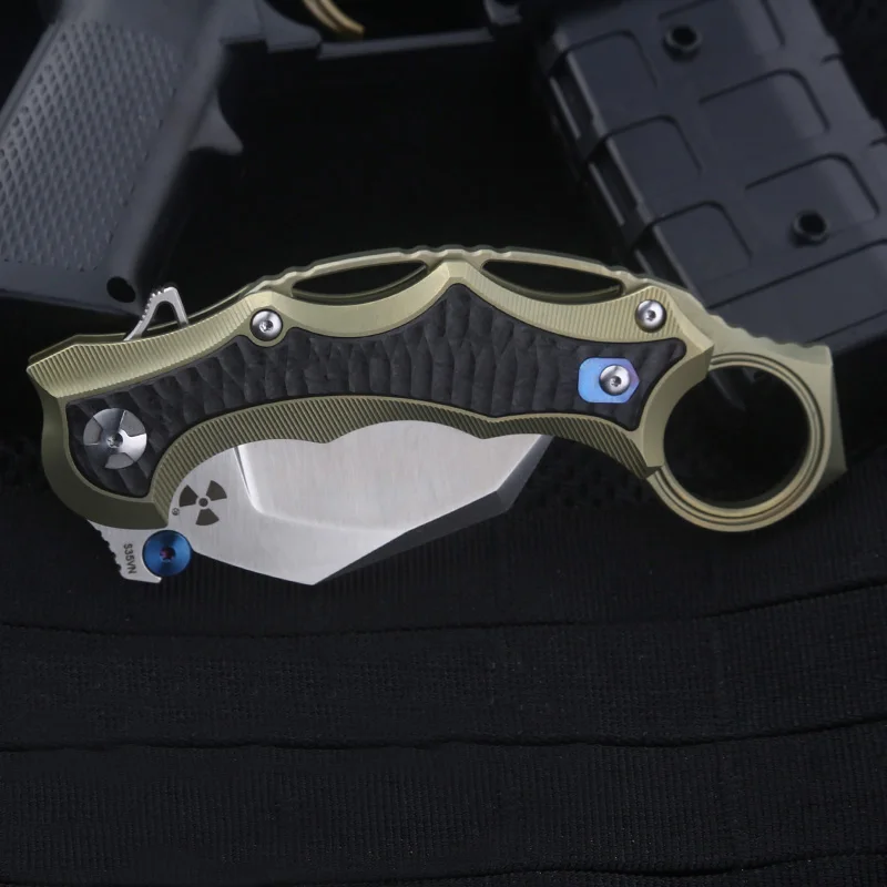 Нож коготь из титанового сплава и углеродного волокна S35VN стальное лезвие