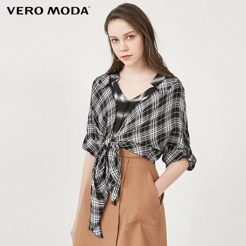 

Vero Moda Fake two-piece Three-quarter Sleeve Plaid Shirt|320231512