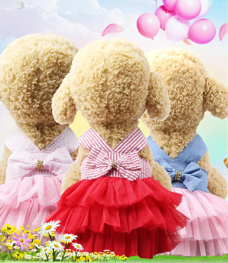 

Dog Accessories New Dog Clothing Stripe Sling Skirt Mesh Skirt New Pet Cat Products Wedding Dress In Spring and Summer