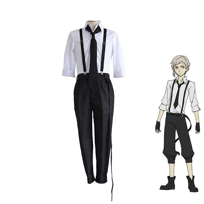 

Anime Bungo Stray Dogs Nakajima Atsushi Dazai Osamu Fukuzawa Yukichi Nakahara Chuya Cosplay Costume Uniform Set Clothes