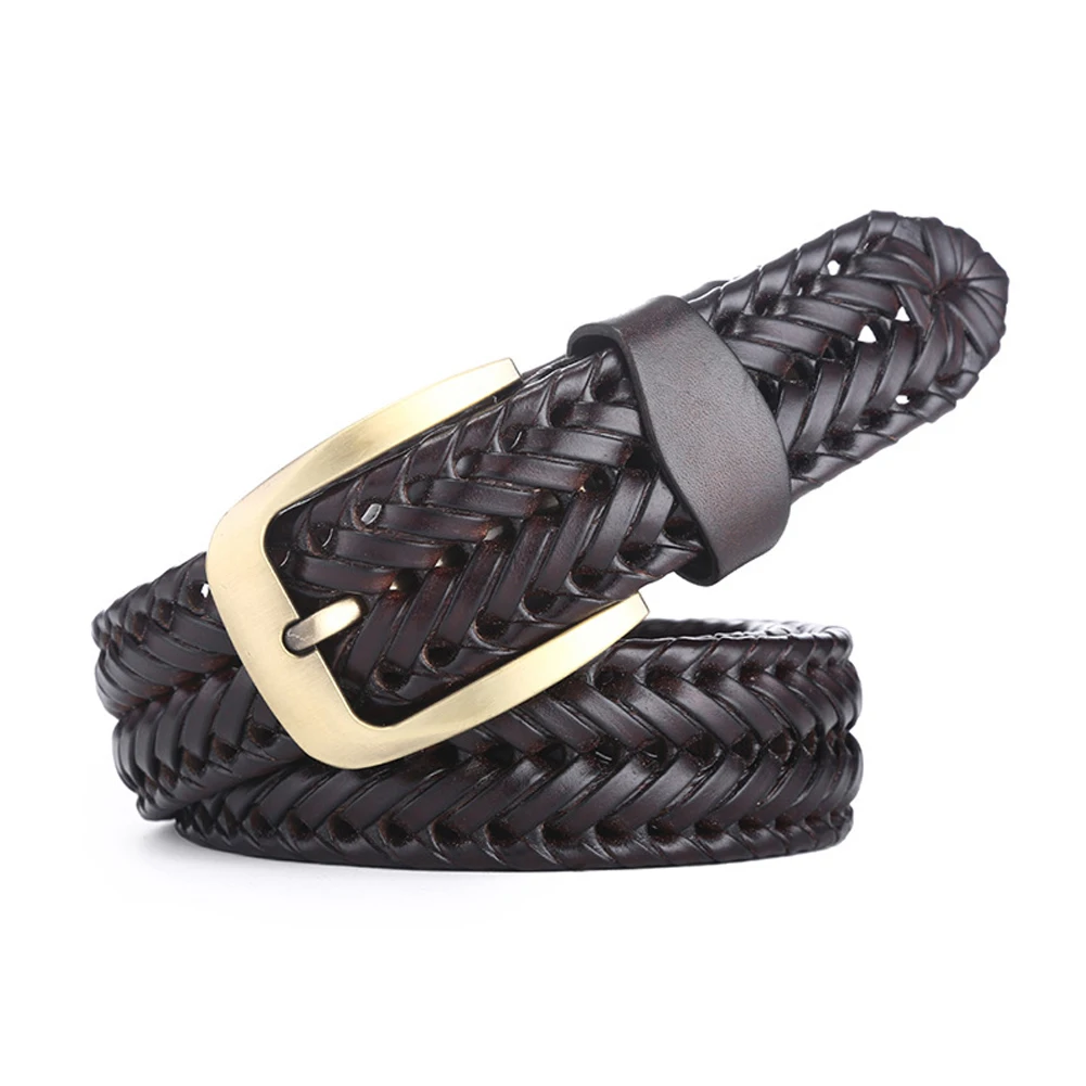 

Men Women Jeans Belt Classic Durable Retro Buckle Handmade Woven Soft Hand Knitted Casual Leather Belt