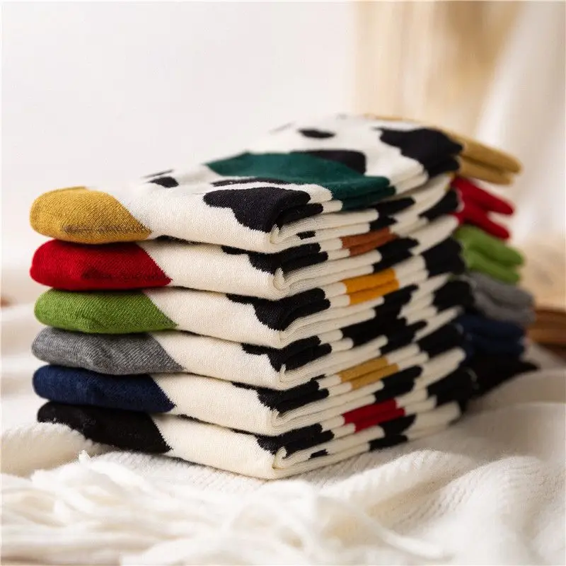 

Autumn And Winter New Socks Fashion Stitching Color Printing College Wind Cotton Comfortable Breathable Socks
