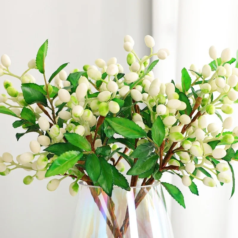 

Simulation Plant Single Branch 35cm 5 Fork with Berry Olive Branch Family Wedding Desktop Decoration Green Plants, Indoor Plants