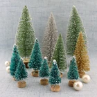 12 шт., Мини Рождественская елка, сизаль, шелк, кедр, украшение, Маленькая рождественская елка, мини-дерево