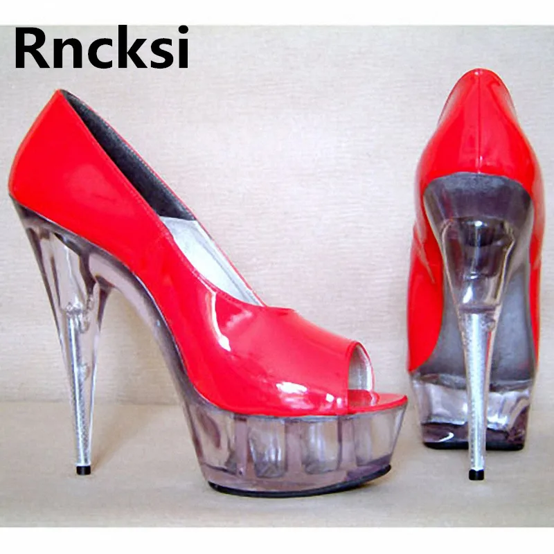 

Rncksi туфли без шнуровки с открытым носком, новые женские туфли на высоком каблуке и платформе для танцев на шесте, модная обувь на шпильке 15 см, женские туфли-лодочки