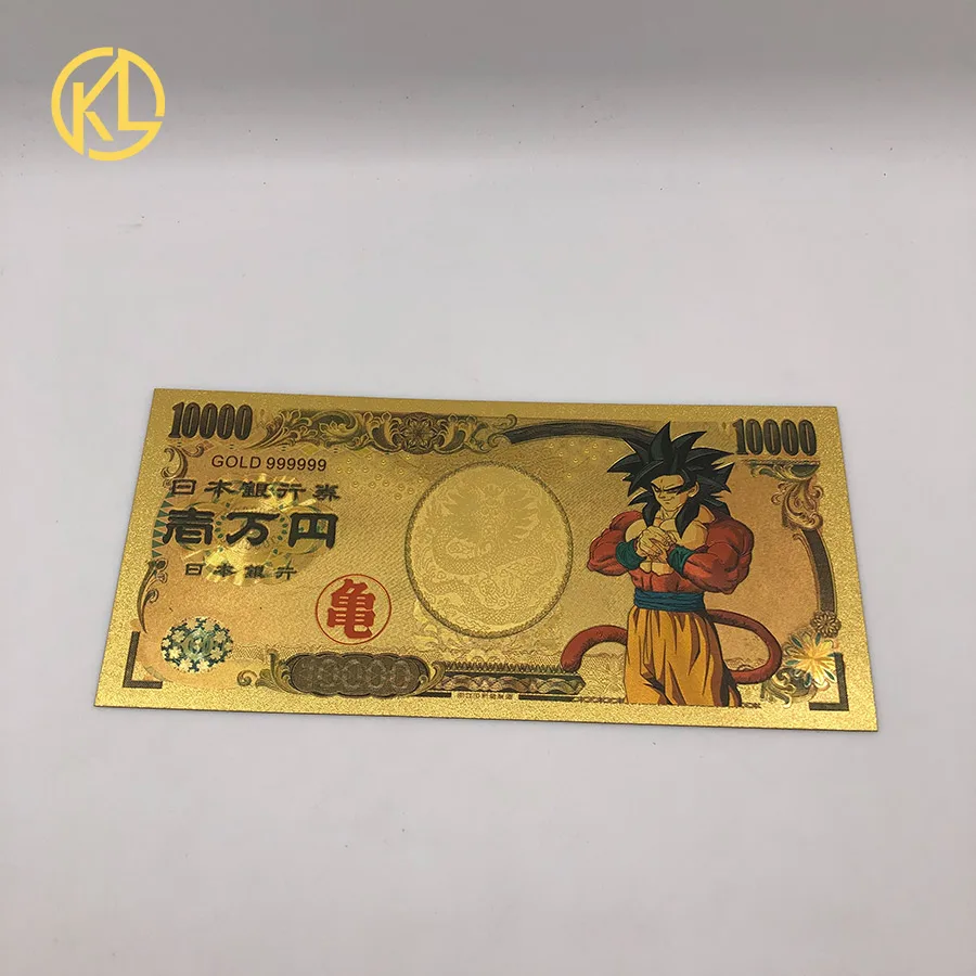 1 шт. Япония 10000 Йен банкнота Золотая фольга банкнота Qute dragon ball Sun Wukong позолоченная коллекция банкнот подарки - Цвет: 4