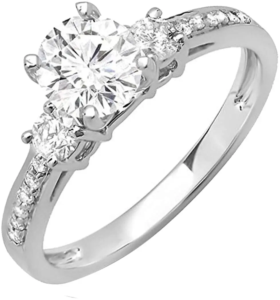 Обручальное кольцо с муассанитом женское круглые ювелирные украшения из белого