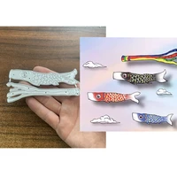1pc japanese fish flag metal cutting dies stencil scrapbooking photo album card paper embossing craft diy