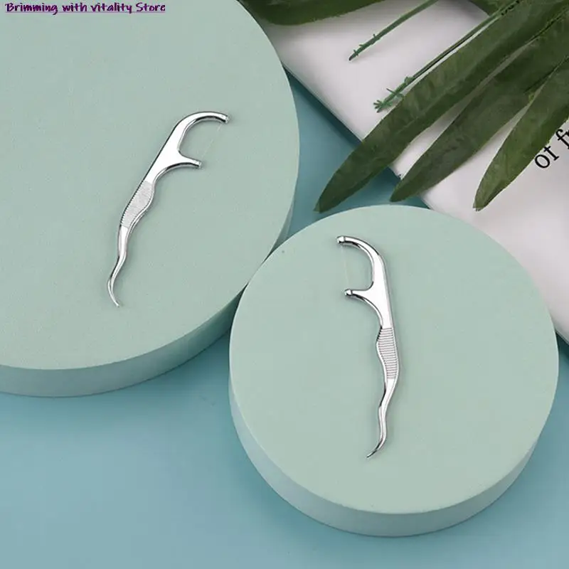 Зубочистка из нержавеющей стали с коробкой многоразовый держатель для зубной