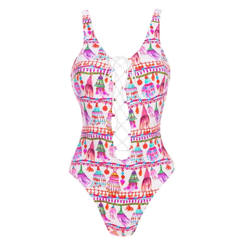 

Bathing Suit Women One Piece Bandage Swimsuits Beach Wear Fashion Conjoined Durable Sexy Print Highly Elastic Comfortable Summer